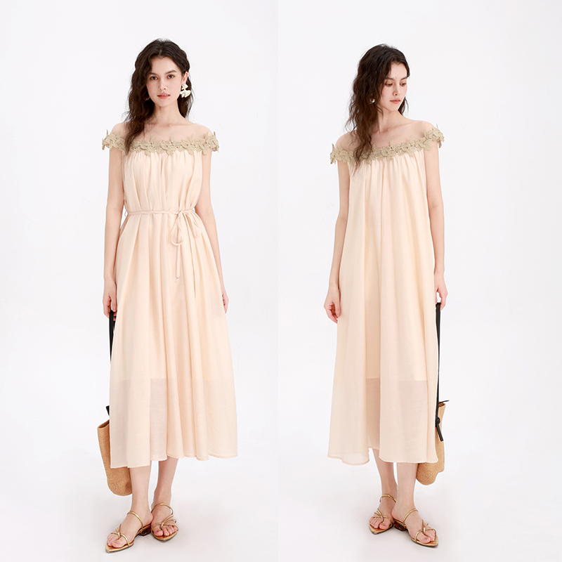 Yokyomiyo "Sunset Princess" One-Shoulder Sheer Patchwork Long-Sleeve Elegant Blouse/Dress
