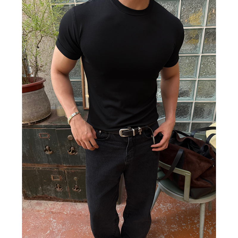 (Annual Best T3.0) Modal Basic Short-Sleeve T-Shirt, Slim Fit, Stretchy, Skin-Friendly Texture, 260g