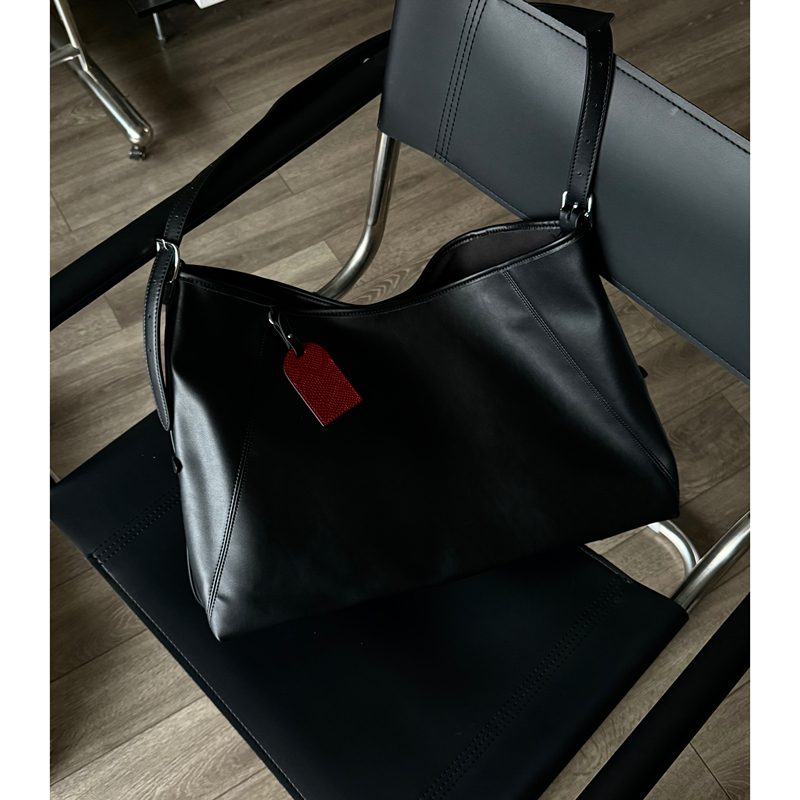 Double Leather Brand Tote Bag, Large Capacity Pu Bag, Old Money Street Style, Versatile and Simple Crossbody Bag