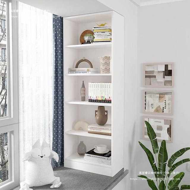 Solid wood bookshelves floor-standing bookcases Simple children's bookshelf bedroom pine students bay window cabinet balcony storage rack