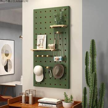 Hole board solid wood wall rack wooden wall hanging bookshelf partition storage rack hanging board entrance wall rack