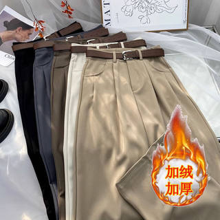 后妈裤2025新款小个子加绒加厚西装阔腿裤女韩版休闲拖地直筒长裤