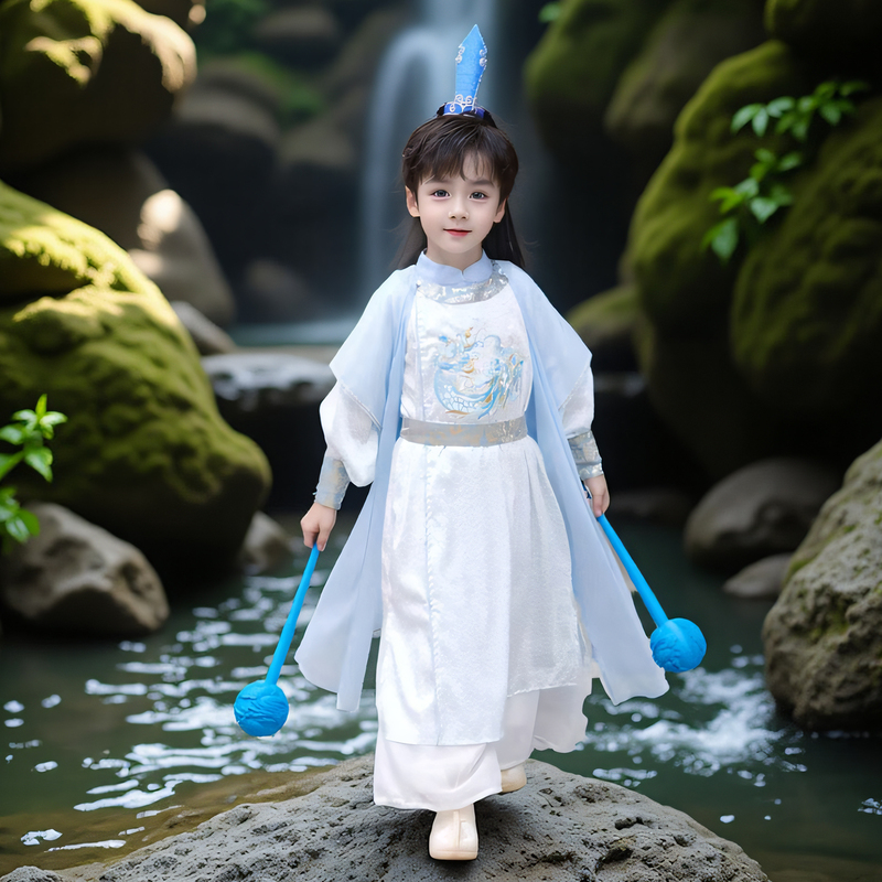 [Cos Costume] Halloween Autumn Children's Ancient Style Ao Bing Costume Hanfu National Trend Outfit Set for Boys and Girls Performance