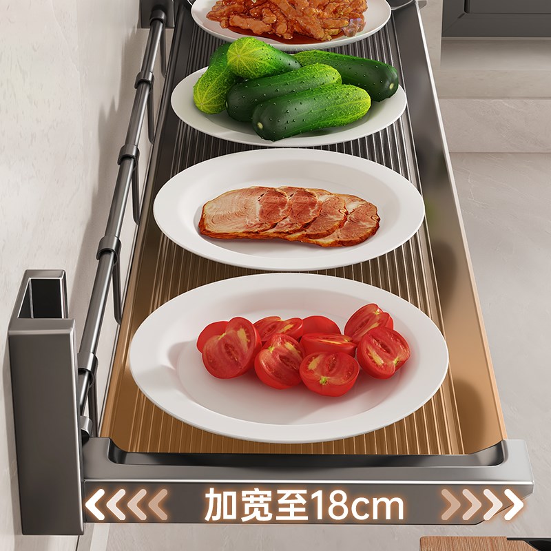 日本Ukiyo厨房备菜置物架免打孔配菜盘折叠碗碟收纳架墙面加宽壁