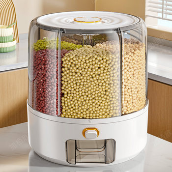 2025 New Model Household Rotatable Grain Container with Lid, Insect-Proof, Moisture-Proof, Sealed Grain Storage Box and Storage Jar