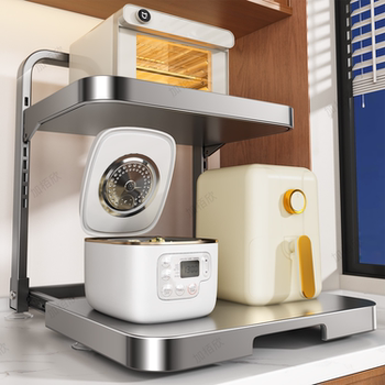 Microwave Oven Rack Kitchen Countertop Pull-Out Multi-Layer Storage Rack Adjustable Oven Rice Cooker Storage Shelf