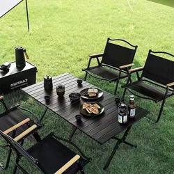 Outdoor Folding Table Aluminum Alloy Egg Roll Table Portable Camping Table Picnic Table and Chair Set Camping Supplies and Equipment