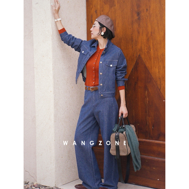 Wang Zone | Sakura Country Okayama Stretch Denim Classic Retro Style Jacket/Straight-Leg Denim Pants Wang Zone | Sakura Country Okayama Stretch Denim Classic Retro Style Jacket/Straight-Leg Denim Pants