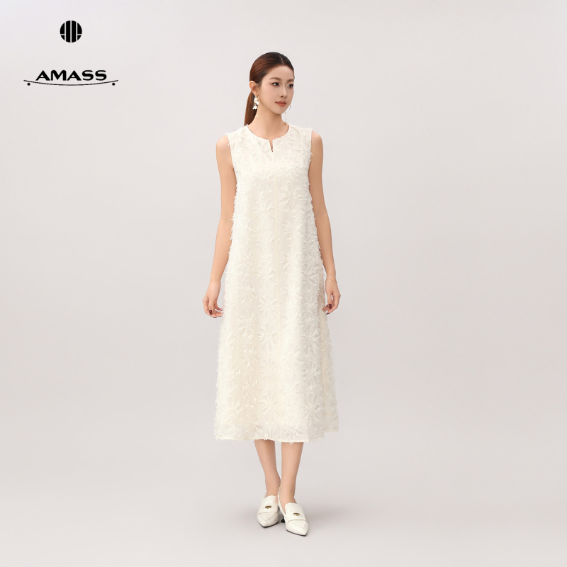 Amash 26 Spring/Summer Heavy Craft Dress Sleeveless Jacquard Design Goddess Elegant Long Dress for Women 550005