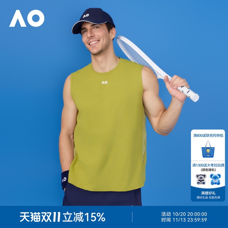 Ao Australian Open Sports Vest Quick-Drying Breathable Sports Vest Running Fitness Tennis Wear Sleeveless T-Shirt for Men Ao Australian Open Sports Vest Quick-Drying Breathable Sports Vest Running Fitness Tennis Wear Sleeveless T-Shirt for Men