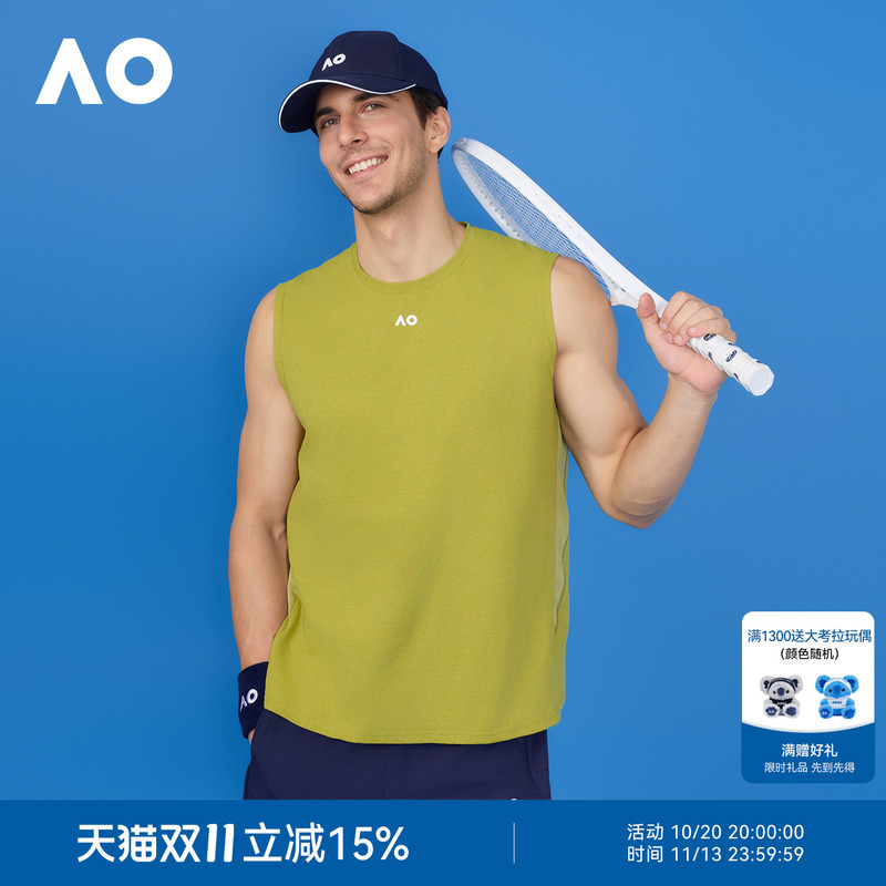 Ao Australian Open Sports Vest Quick-Drying Breathable Sports Vest Running Fitness Tennis Wear Sleeveless T-Shirt for Men Ao Australian Open Sports Vest Quick-Drying Breathable Sports Vest Running Fitness Tennis Wear Sleeveless T-Shirt for Men