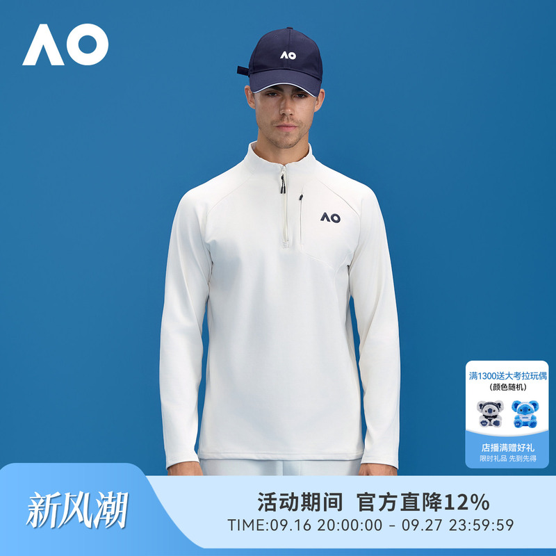 Ao Australian Open Autumn New Fleece-Lined Moisture-Wicking Stand-Up Collar Sports Fitness Long-Sleeve T-Shirt Tennis Outdoor Top Sportswear Ao Australian Open Autumn New Fleece-Lined Moisture-Wicking Stand-Up Collar Sports Fitness Long-Sleeve T-Shirt Tennis Outdoor Top Sportswear