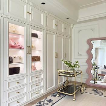 French solid wood wardrobe villa bedroom cloakroom living room cherry wood sideboard whole house furniture customization factory