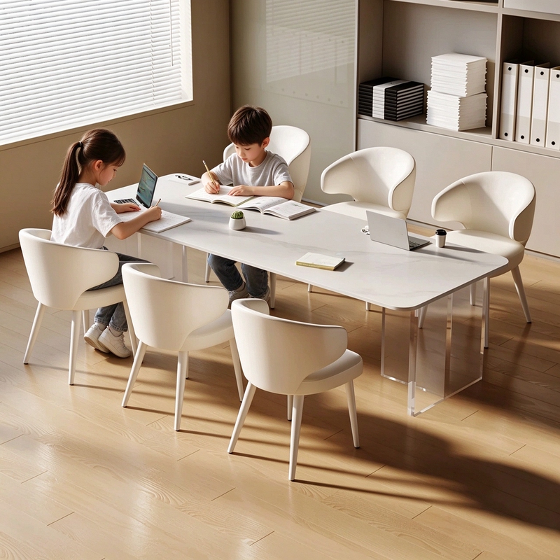 Acrylic Transparent Floating Rock Panel Desk for Home Use, Suitable for Living Room, Children's Study, Long Table and Chair Set Acrylic Transparent Floating Rock Panel Desk for Home Use, Suitable for Living Room, Children's Study, Long Table and Chair Set