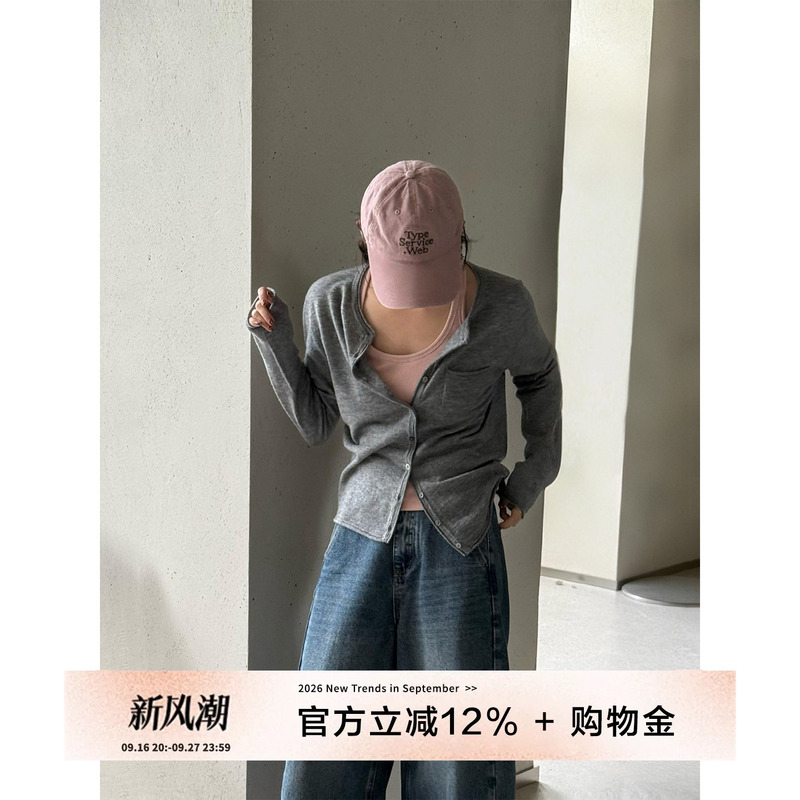 Yololite/'Onlooker' 26 Autumn New Minimalist Wool Roll-Edge Design Long-Sleeve Knitted Wool Sweater Yololite/'Onlooker' 26 Autumn New Minimalist Wool Roll-Edge Design Long-Sleeve Knitted Wool Sweater
