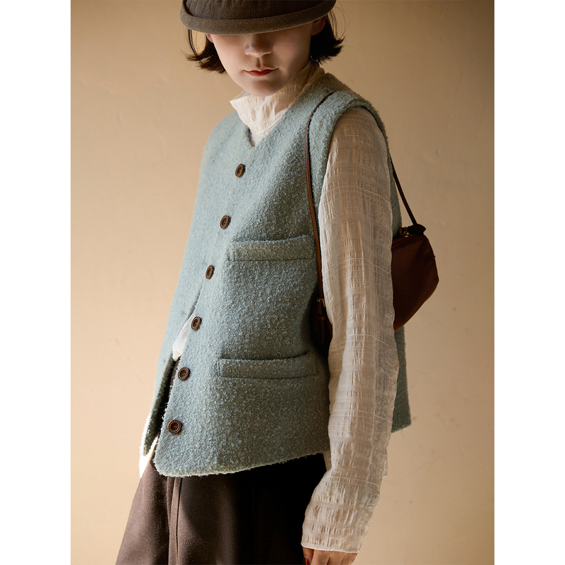 Yololite/'Daniel' 26 Autumn New Vintage Knitted Sleeveless Vest Button Round Neck Top Waistcoat