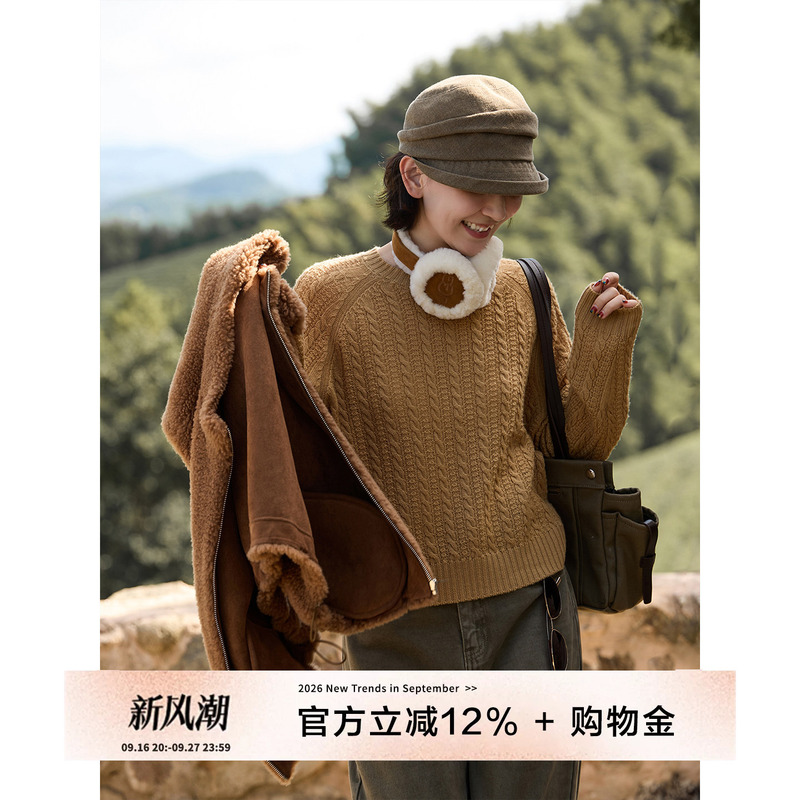 Yololite/'Trendy' 100% Sheep Wool Cable Knit Pullover Sweater for Women, Autumn and Winter Soft Sweater Base Layer Yololite/'Trendy' 100% Sheep Wool Cable Knit Pullover Sweater for Women, Autumn and Winter Soft Sweater Base Layer