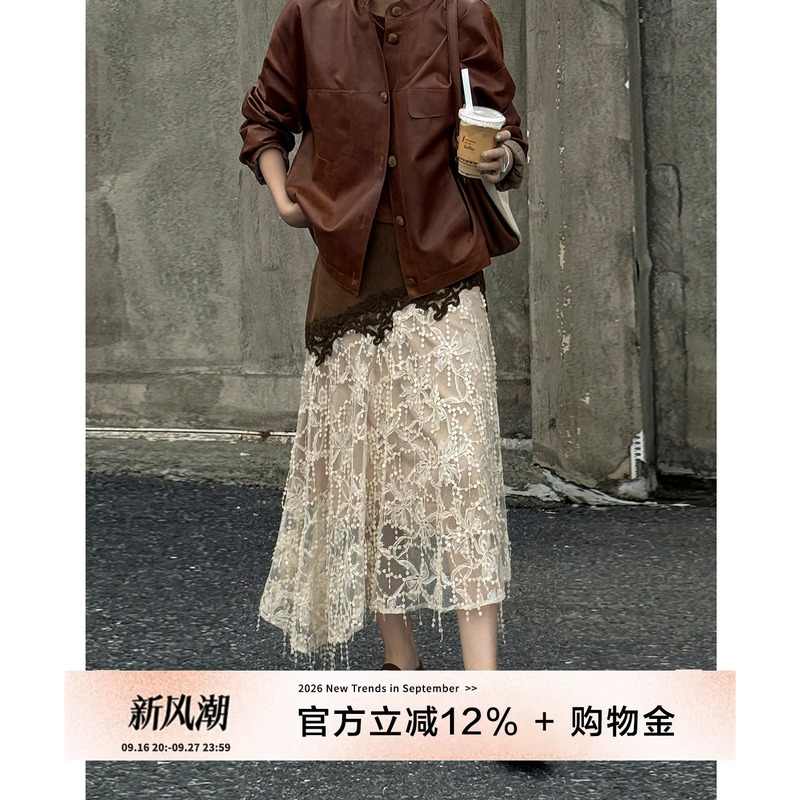 Yololite/'Sequin Skirt' 26 Autumn New Vintage Color-Block Sequin Lace A-Line Skirt for Women Yololite/'Sequin Skirt' 26 Autumn New Vintage Color-Block Sequin Lace A-Line Skirt for Women
