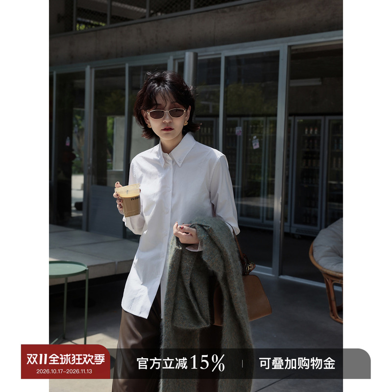 Yololite/'Bay' 26 Autumn New Casual Style Lapel Loose Top Matte Long Sleeve Women's Shirt