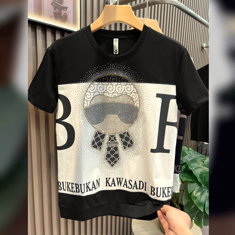 Suitable for Mufendi Collaboration Short-Sleeve Men's 2026 Summer European Fashion Brand T-Shirt Casual Lvmh Rhinestone Design