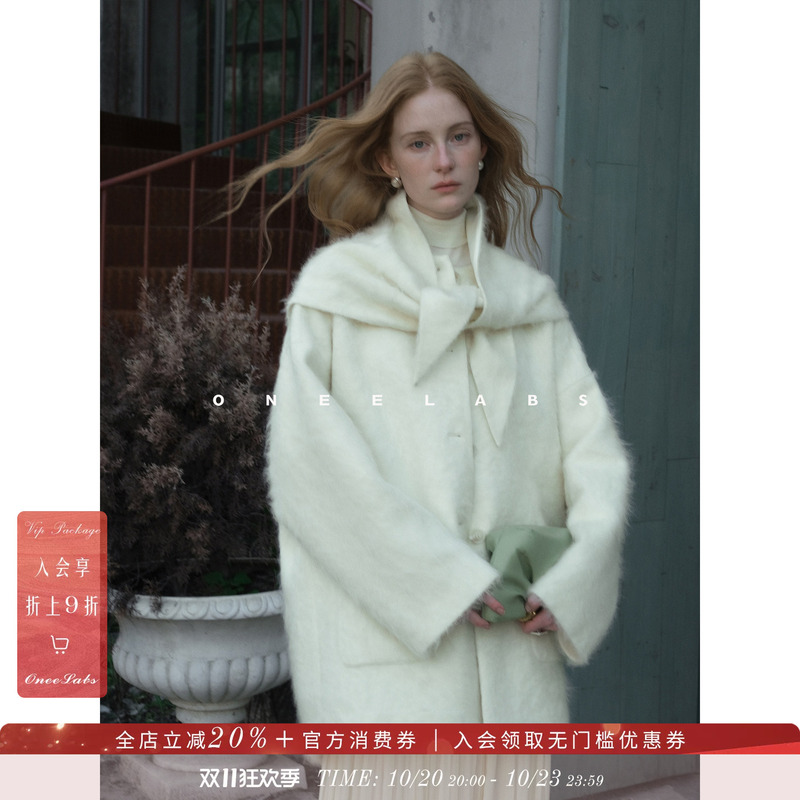 Oneelabs Original Brand/Velvet Warm Light~ Cashmere Wool Mulberry Silk Blend Long Coat + Shawl Oneelabs Original Brand/Velvet Warm Light~ Cashmere Wool Mulberry Silk Blend Long Coat + Shawl