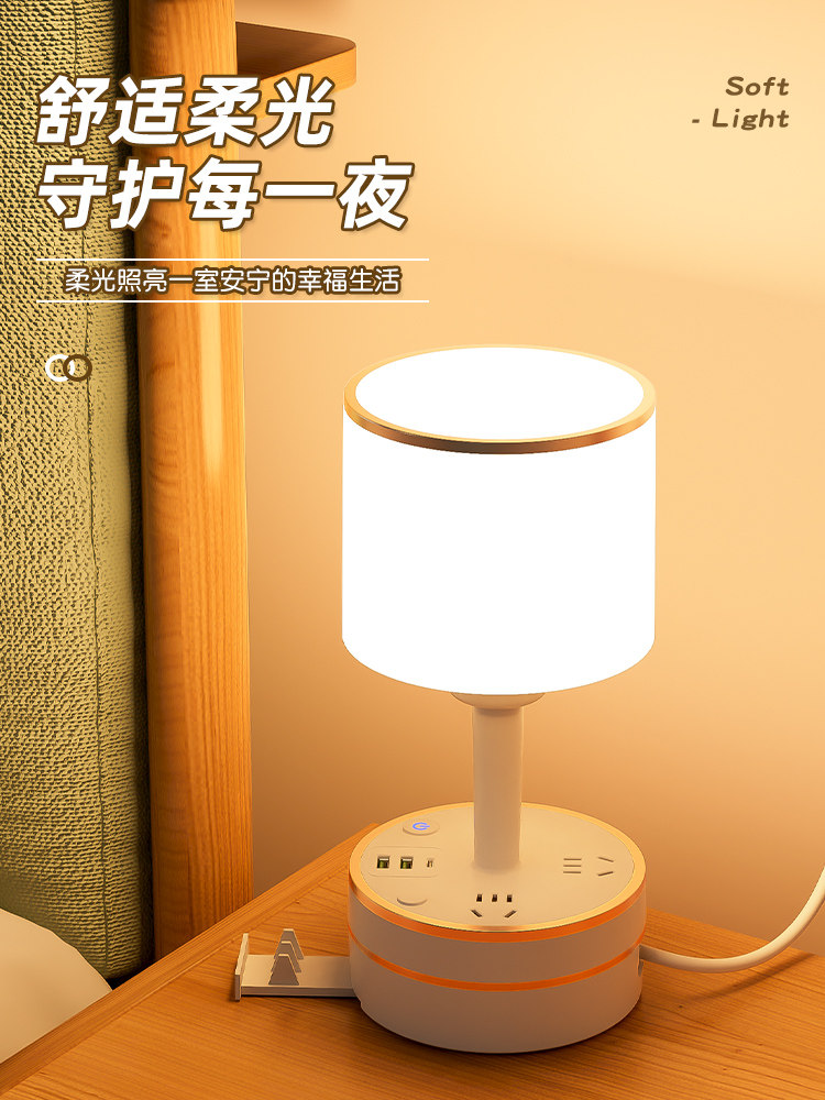 Replaceable Bulb Table Lamp Bedroom Sleep Bedside Lamp Socket Integrated High-End Atmosphere Night Light Baby Feeding