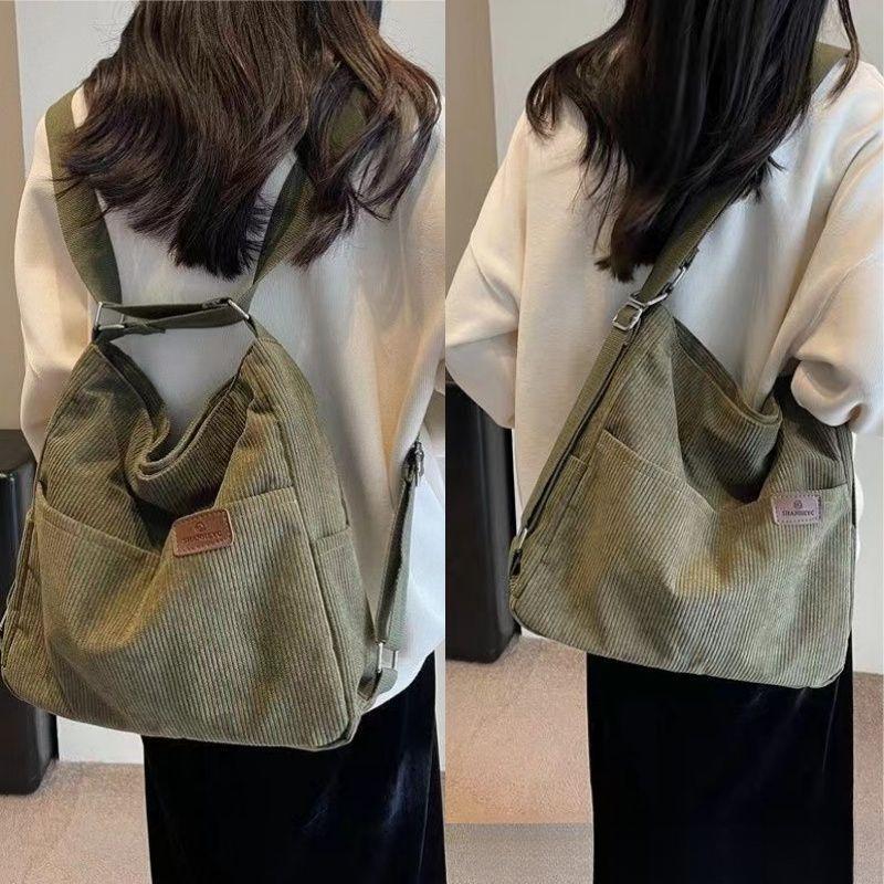 Women's Bag New Large-Capacity Corduroy Bag Fashionable and Versatile Crossbody Bag College Student Shoulder Bag Multi-Purpose Can Be Carried on Both Back Women's Bag New Large-Capacity Corduroy Bag Fashionable and Versatile Crossbody Bag College Student Shoulder Bag Multi-Purpose Can Be Carried on Both Back