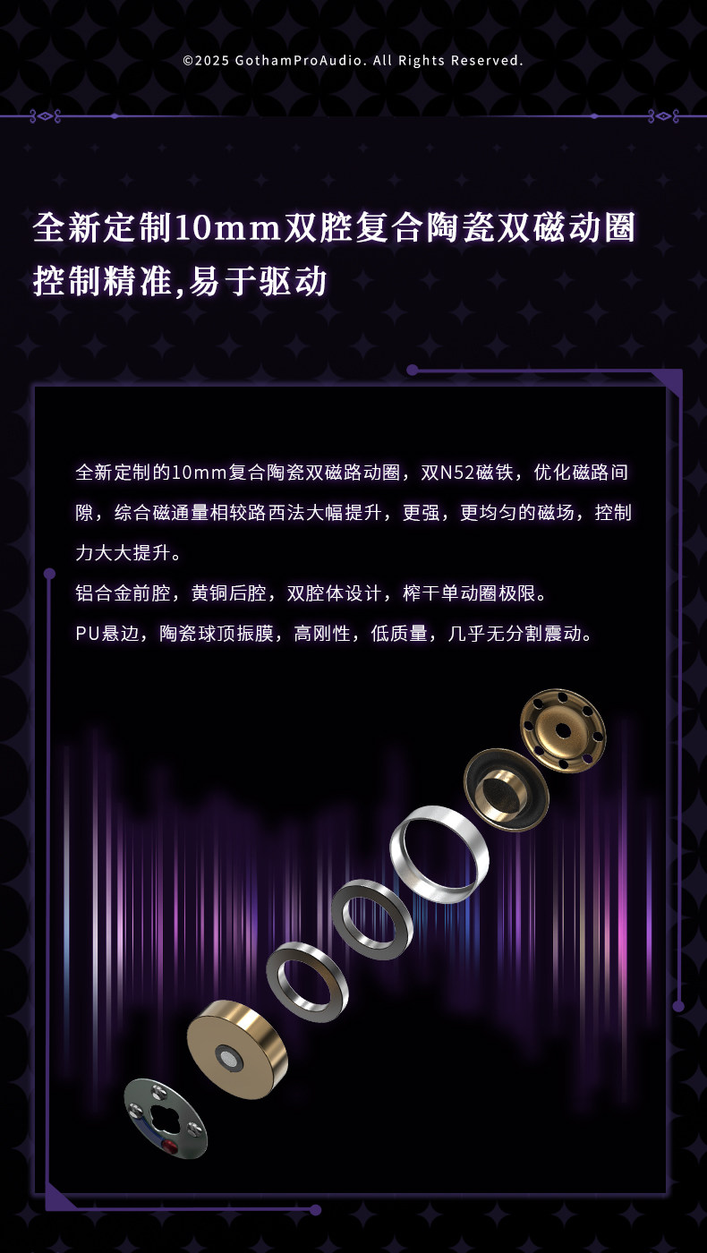 ARTPICAL/阿皮口 彼岸银翼单动圈10mm复合陶瓷双磁动圈入耳式耳机