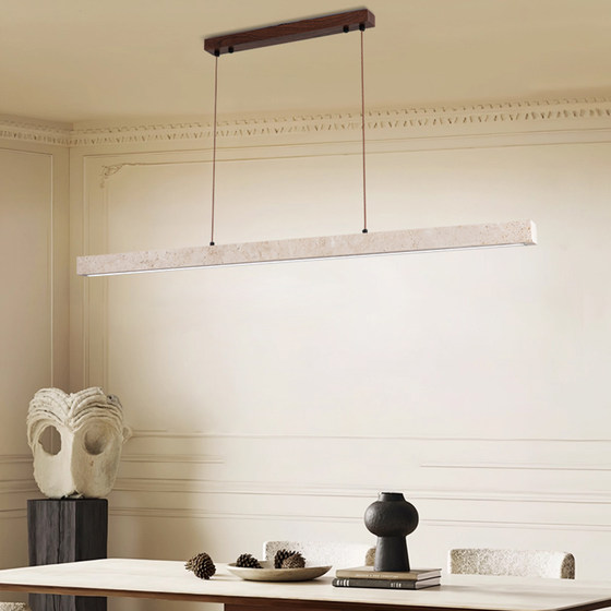 Yellow Travertine Linear Pendant Light Minimalist Mid-Century Wabi-Sabi Style Study Dining Table Bar Island Tea Room Restaurant Pendant Light