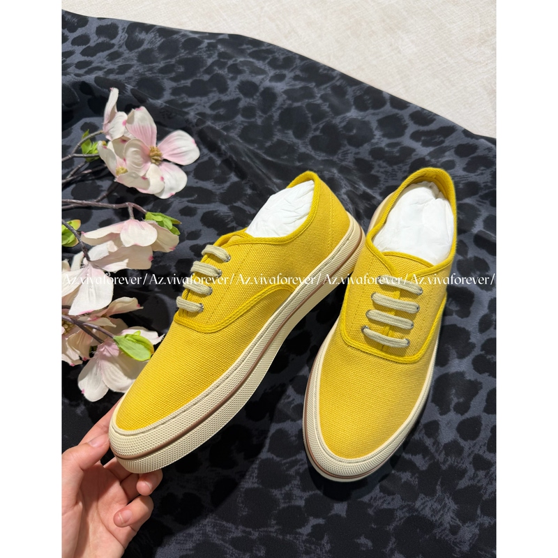 Az.Vivaforever Old Money Style! Thick-Soled Canvas Shoes for Women, Casual Versatile White Sneakers, Yellow