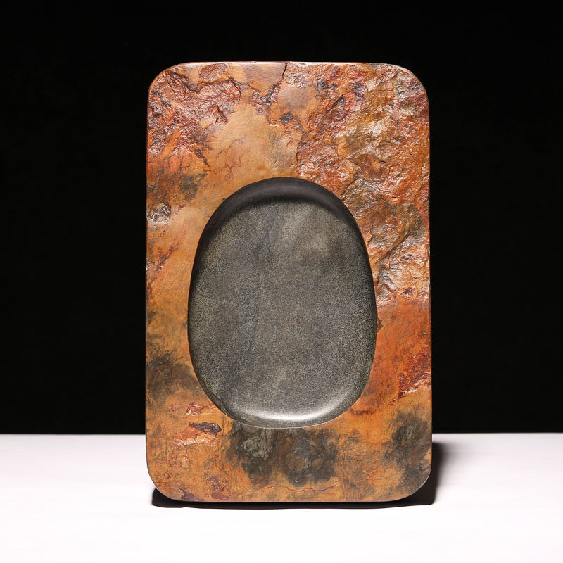 Anhui Sheyan Natural Raw Stone Jiyuan Pit Old Skin Fish Roe Handmade Deep Pool Inkstone, Four Treasures of the Study, Special for Grinding Ink, Calligraphy, Chinese Painting, Classic Plain Inkstone, Old Pit Premium Square Inkstone