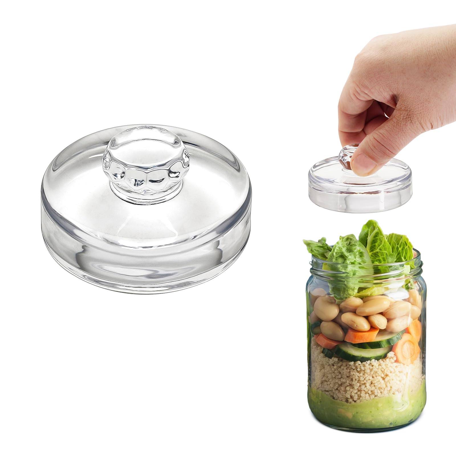 Mason Jar Wide-Mouth Canning Jar Durable Glass Weighted Easy-Grip Handle Glass Weight Fermentation Pickling Kit