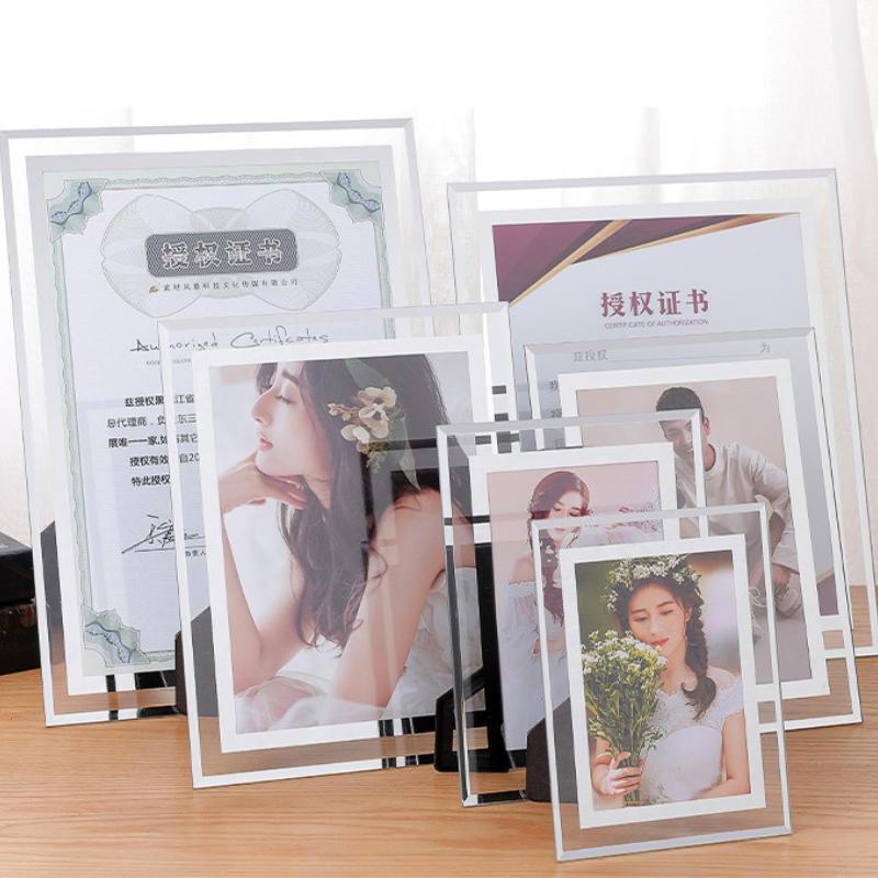 Crystal Glass Creative Photo Frame Large Size 6inch 8inch A4 Wholesale Frame Authorization Certificate Frame Photo Frame Display Stand Crystal Glass Creative Photo Frame Large Size 6inch 8inch A4 Wholesale Frame Authorization Certificate Frame Photo Frame Display Stand