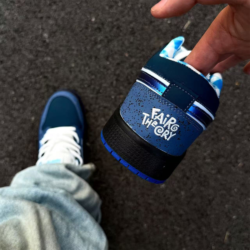 Visecoo Concepts Co-Branded Aj 1 Blue Lobster Lightning Shoes for Men and Women, Blue and Black Personalized Color-Blocking Casual Sneakers Visecoo Concepts Co-Branded Aj 1 Blue Lobster Lightning Shoes for Men and Women, Blue and Black Personalized Color-Blocking Casual Sneakers