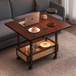 Movable Coffee Table Foldable Table Small Apartment Living Room For Home Sofa Balcony Dining Table Dual-use Solid Wood Middle Ancient Cart