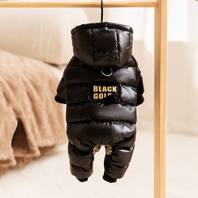 Dog Clothes for Autumn and Winter, Warm, with Leash Attachment, Four-Legged Outfit for Small Dogs Like Teddy and Schnauzer, Fleece-Lined Hooded down Jacket