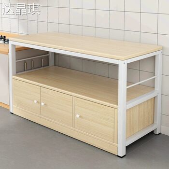 Small Kitchen Table, Multi-Layer Household Table, Movable Vegetable Cutting Table, Double-Layer Wooden Table, Simple Rectangular Multi-Functional Table, Bed Sheet Pull Cart