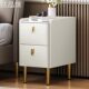 All-Solid Wood Slate Leather Minimalist Modern Mini Bedside Table Bedroom Smart Trendy Light Luxury Ultra-Narrow Bedside Cabinet with Bed Cover and Pull-Out Drawer