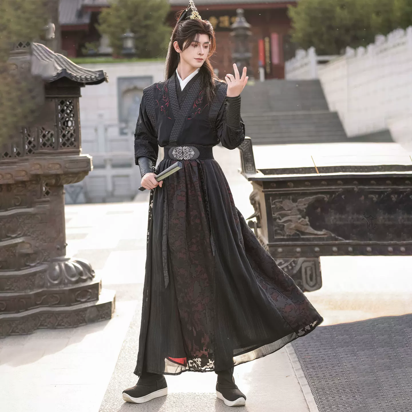 朝韵辞 Original Hanfu [Lotus God] Martial arts knights ancient style embroidery and improved Tang backs and men's and women's ancient costumes