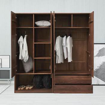 North american black walnut full solid wood wardrobe cherry wood red oak simple modern new chinese style bedroom storage wardrobe