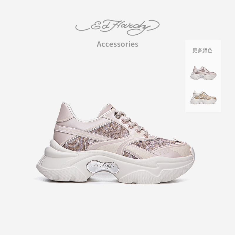 Ed Hardy Acc Ed Hardy Women's Shoes Dad Shoes Fashionable Sports Casual Shoes Increased Thick Sole Versatile Shoes