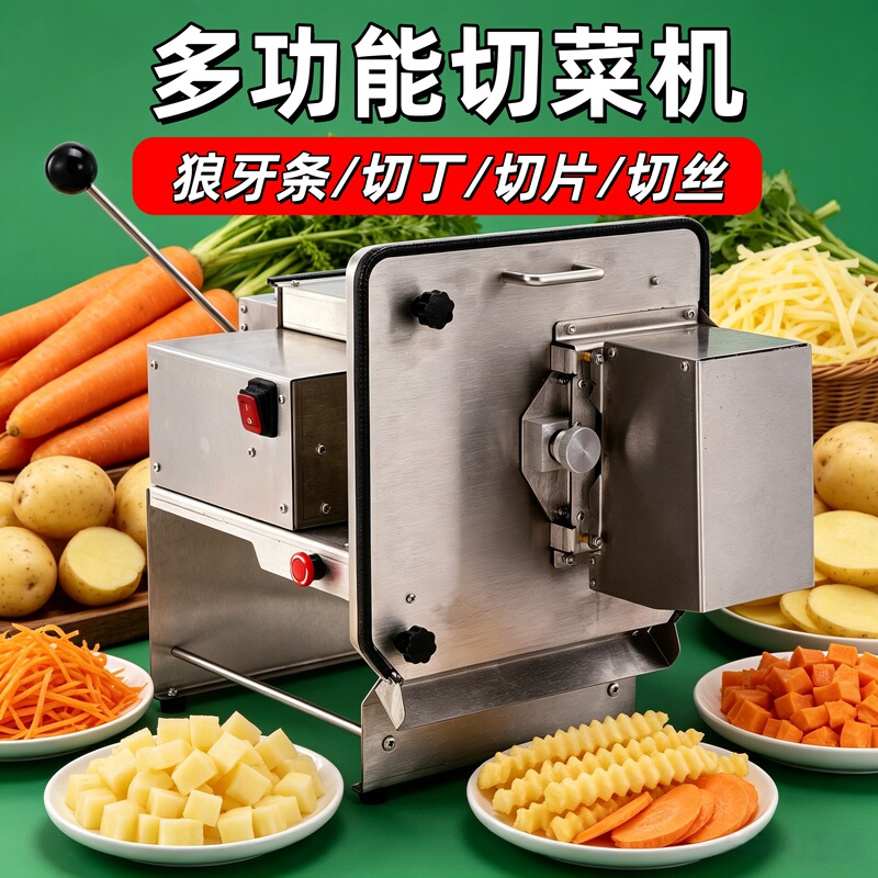 Multifunctional Vegetable Cutting Machine for Dicing, Slicing, Shredding, and Cutting into Wavy Strips, Fully Automatic Potato Cutting Machine, Wave Dicing Machine