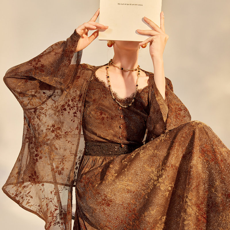 New Chinese-Style High-End Tie-Dye Velvet Jacket and Long Dress Set, Luxurious and Stunning Two-Piece Set for Women P8013