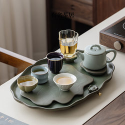 The Forbidden City Cultural and Creative Industries' Five Famous Kilns Tea Cup and Tea Set Set, One Pot and Four Cups, Kung Fu Tea Set, Tea Tray, Complete Set, New Model for Home Use