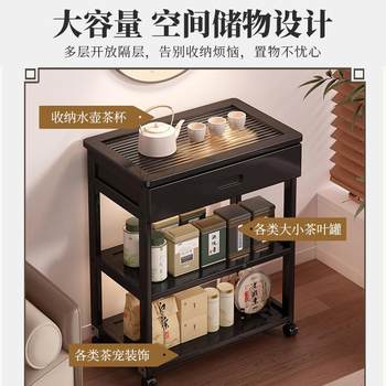 Mobile room set 2025hc09 storage rack household tea storage rack hall kitchen storage supplies with drawer small passenger trolley