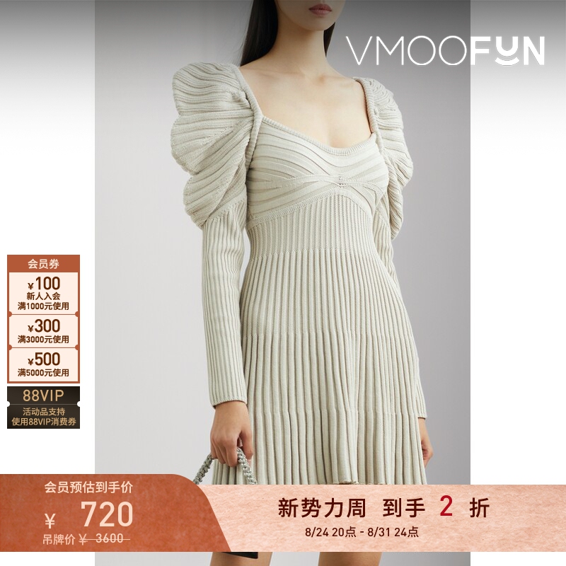 [Discount] Cult Gaia Spring/Summer Women's Backless Ribbed Knit Cotton Mini Long Sleeve Dress