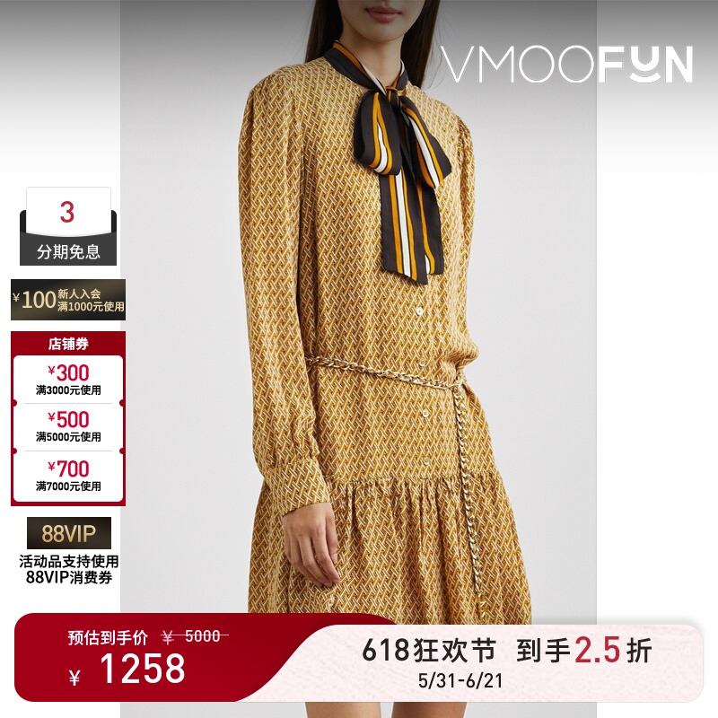 【618 Carnival】Michael Michael Kors Women's Melard Long Sleeve Dress with Belt