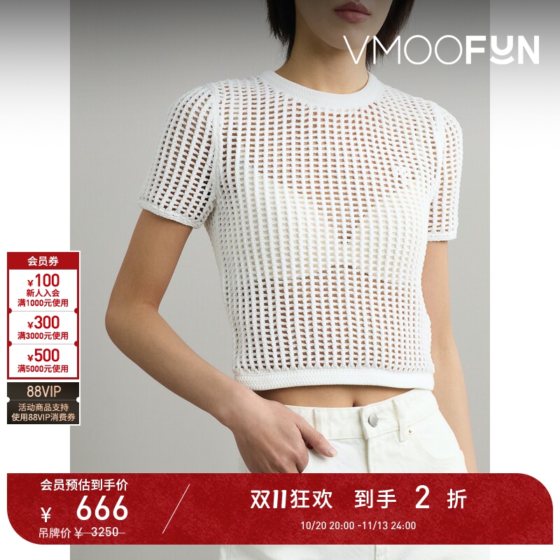 【D11 Discount】Alexanderwang.T Spring Women's Applique Hollow Knit Sweater Base Shirt Sweater