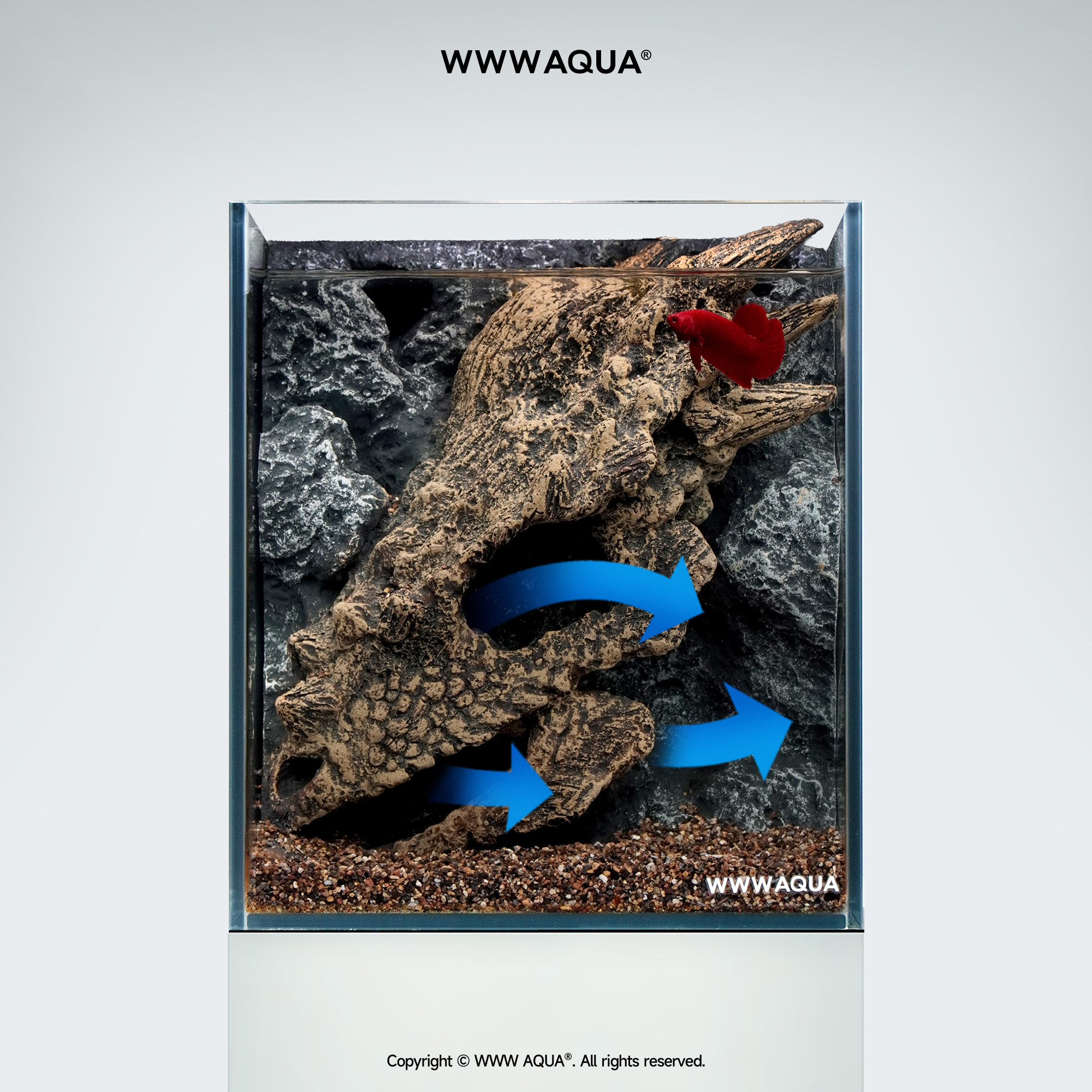 WWWAQUA古化石系列新款肿头龙鱼缸造景超白玻璃斗鱼桌面景观鱼缸，这玩意儿真香！_游戏平台_淘宝游戏网