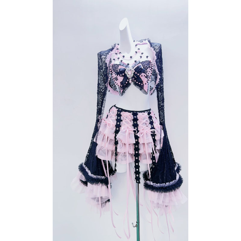 Gr Original Shibuya Hot Girl Subculture Y2K Vintage Retro Gal Style Beaded Halter Top Lace Short Skirt Dress Gr Original Shibuya Hot Girl Subculture Y2K Vintage Retro Gal Style Beaded Halter Top Lace Short Skirt Dress